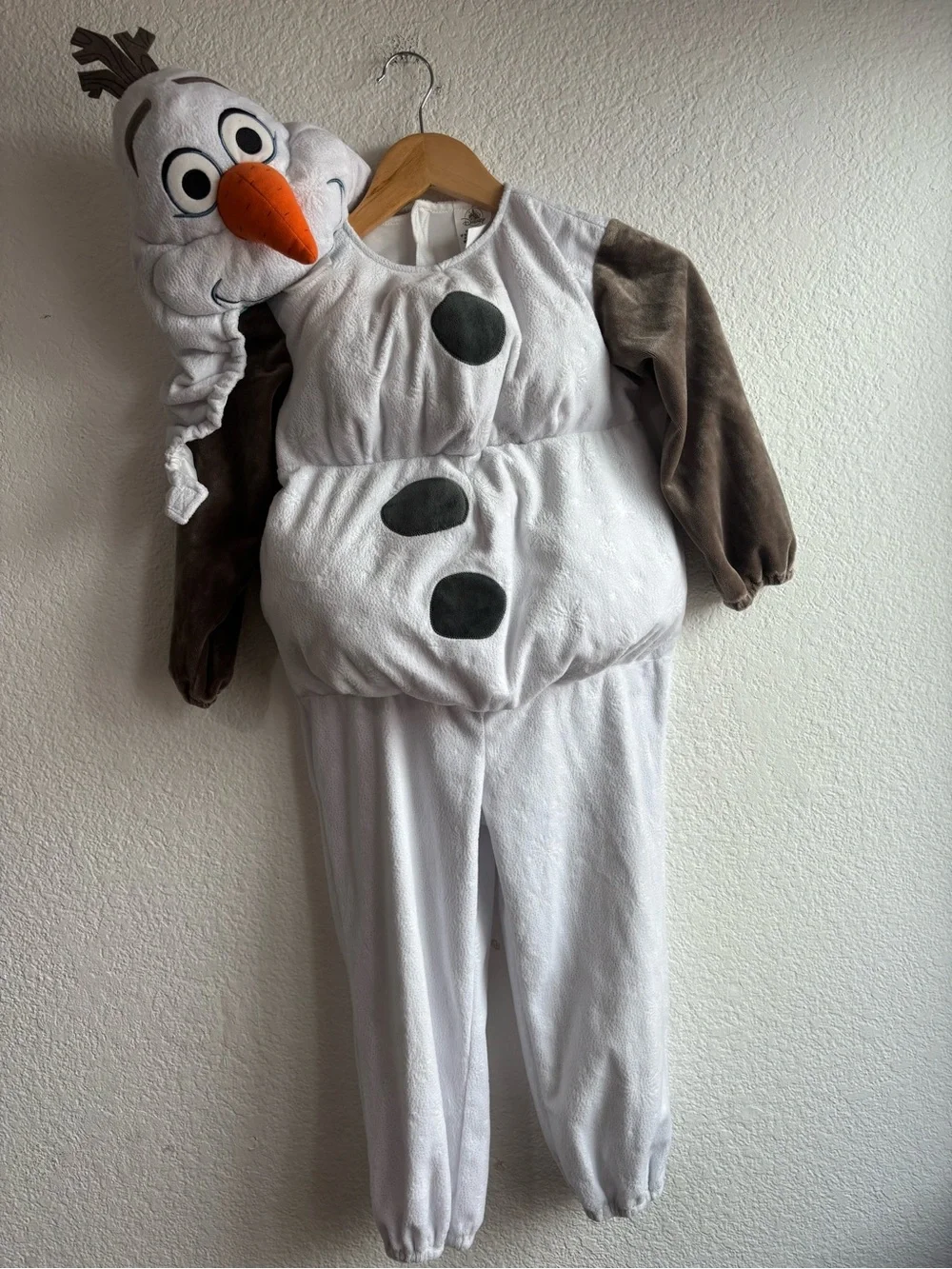 Disney Kids White Olaf Snowman Costume with Brown Sleeves Size 5t